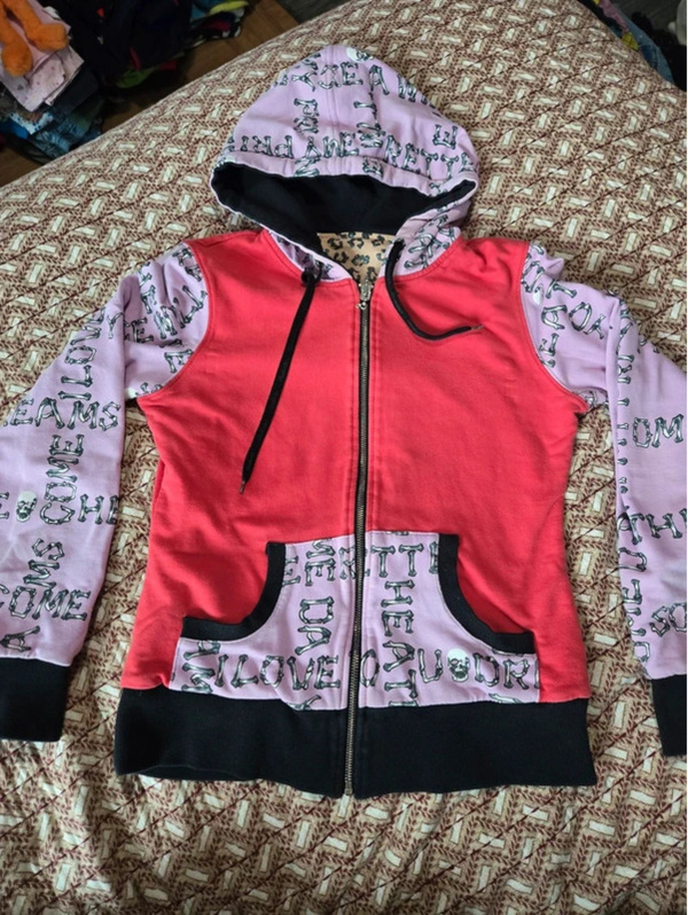 Heatherette hoodie reversible size S